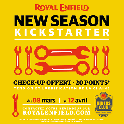 New Season Kickstarter - Check-up offert pour les clients Royal Enfield